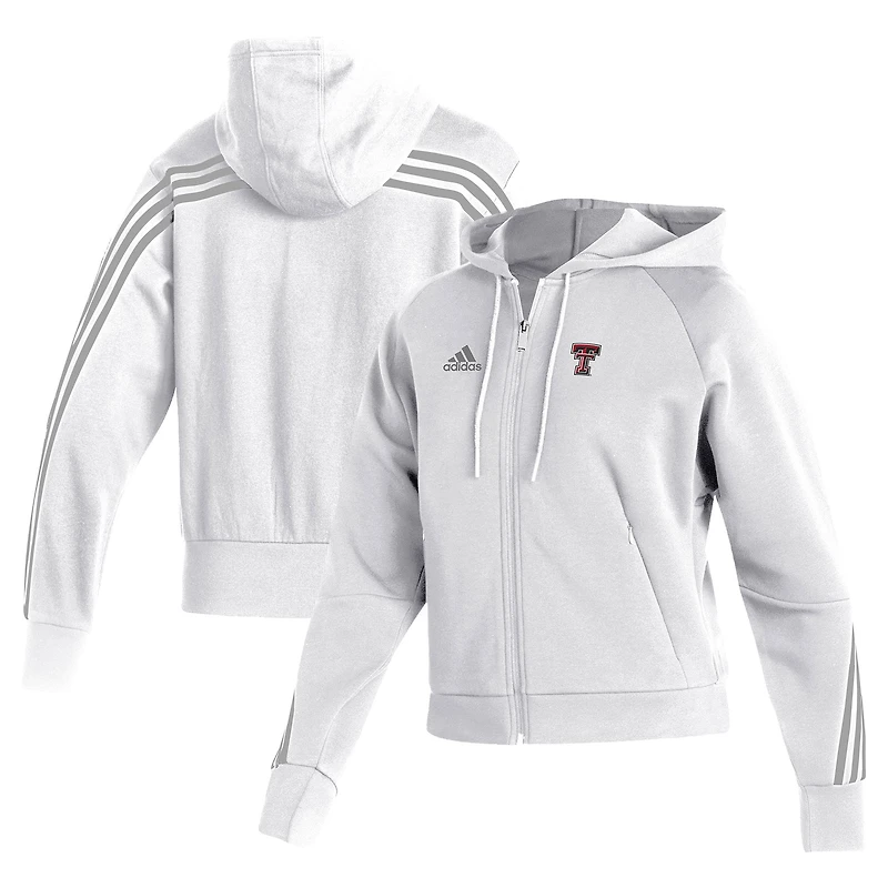 Women's adidas  White Texas Tech Red Raiders Fashion Full-Zip Hoodie