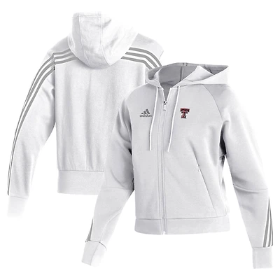 Women's adidas White Texas Tech Red Raiders Fashion Full-Zip Hoodie