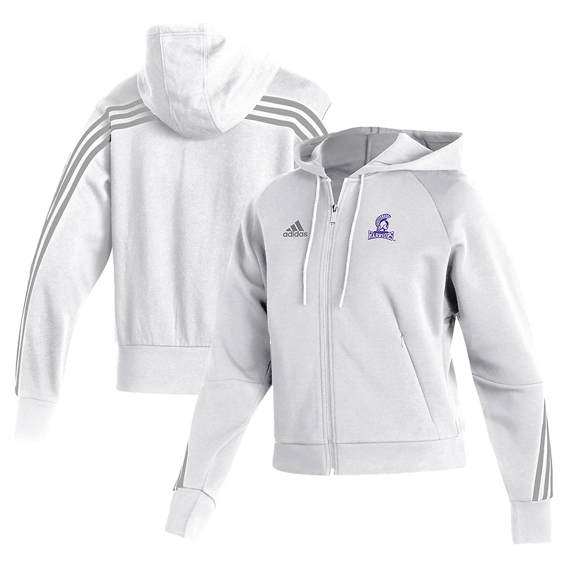 Women's adidas  White Winona State Warriors Fashion Full-Zip Hoodie