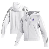 Women's adidas  White Winona State Warriors Fashion Full-Zip Hoodie