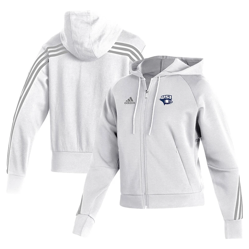 Women's adidas  White Southern Indiana Screaming Eagles Fashion Full-Zip Hoodie