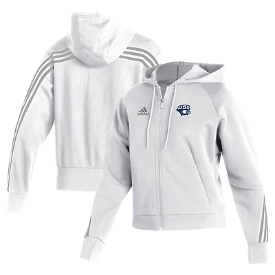 Women's adidas  White Southern Indiana Screaming Eagles Fashion Full-Zip Hoodie
