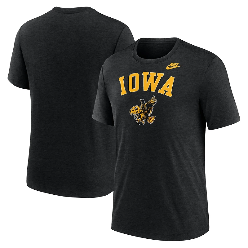 Men's Nike Heather Black Iowa Hawkeyes Legacy Arch Tri-Blend T-Shirt
