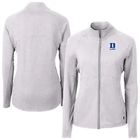 Women's Cutter & Buck  Heather Gray Duke Blue Devils Adapt Eco Knit Recycled Full-Zip Jacket