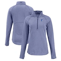 Women's Cutter & Buck Heather Blue Duke Blue Devils Peshastin Eco Fleece Recycled Half-Zip Tri-Blend Jacket