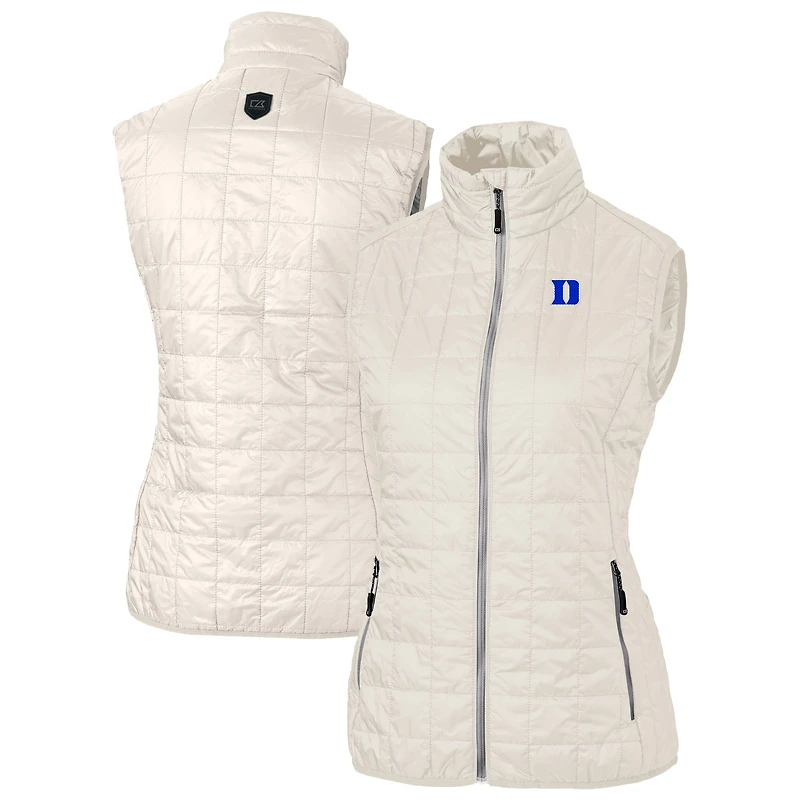 Women's Cutter & Buck  Oatmeal Duke Blue Devils Rainier PrimaLoft® Eco Insulated Full-Zip Puffer Vest