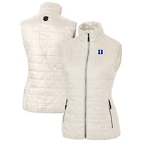 Women's Cutter & Buck  Oatmeal Duke Blue Devils Rainier PrimaLoft® Eco Insulated Full-Zip Puffer Vest