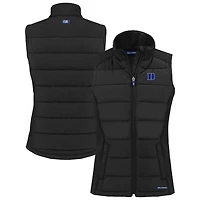 Women's Cutter & Buck  Black Duke Blue Devils Evoke Hybrid Eco Softshell Recycled Full-Zip Vest