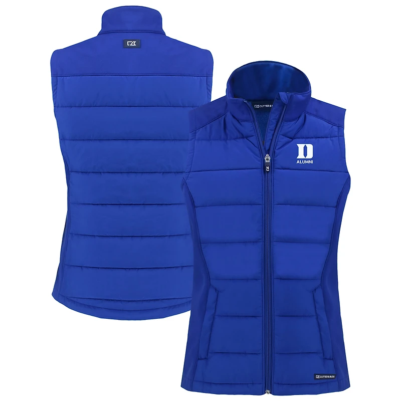 Women's Cutter & Buck Blue Duke Blue Devils Evoke Hybrid Eco Softshell Recycled Full-Zip Vest
