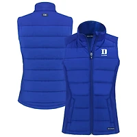 Women's Cutter & Buck  Blue Duke Blue Devils Evoke Hybrid Eco Softshell Recycled Full-Zip Vest