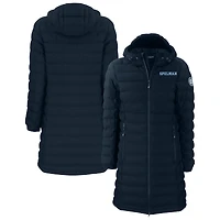Women's Cutter & Buck Navy Spelman College Jaguars Mission Ridge Repreve Eco Insulated Long Full-Zip Puffer Jacket