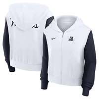Women's Nike White Arizona Wildcats Cropped Color-Block Script Full-Zip Hoodie