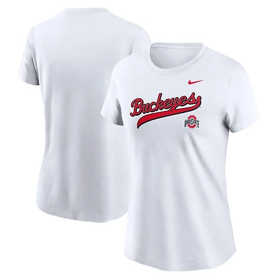 Women's Nike White Ohio State Buckeyes Local Script T-Shirt