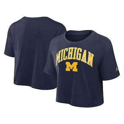 Women's Jordan Brand Navy Michigan Wolverines Athletic Prep Arch Dri-FIT Cropped T-Shirt