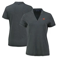 Women's Cutter & Buck  Heather Black Maryland Terrapins Forge Blade Collar V-Neck Top