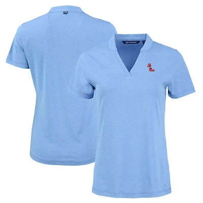 Women's Cutter & Buck Heather Powder Blue Ole Miss Rebels Forge Blade Collar V-Neck Top