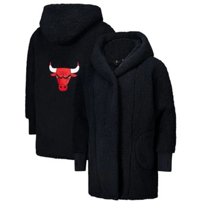 Unisex The Best Lounger in the World By Jill Martin Black Chicago Bulls Oversized Open-Front Hoodie Sweater