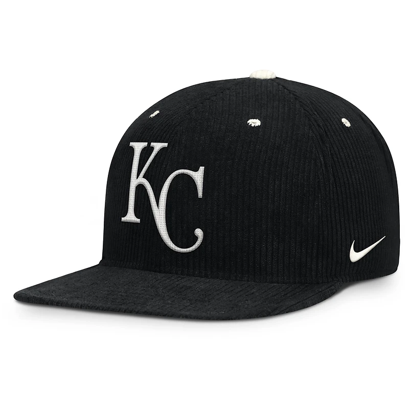 Men's Nike Black Kansas City Royals Pro Corduroy Structured Snapback Hat