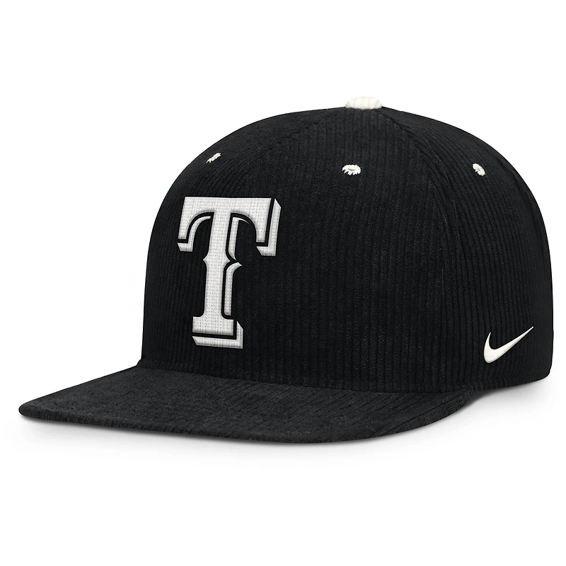 Men's Nike  Black Texas Rangers Pro Corduroy Structured Snapback Hat