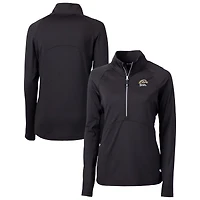 Women's Cutter & Buck Black Western Michigan Broncos Adapt Eco Knit Stretch Recycled Raglan Half-Zip Pullover Top