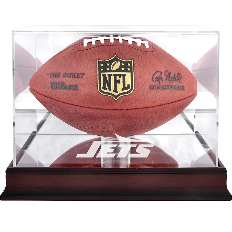New York Jets Mahogany Team Logo Football Display Case
