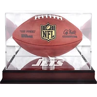 New York Jets Mahogany Team Logo Football Display Case