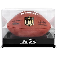 New York Jets Black Base Acrylic Football Display Case with Mirror Back and Matte Finish