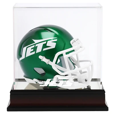 New York Jets Mahogany Logo Mini Helmet Display Case