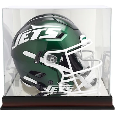 New York Jets Mahogany Helmet Logo Display Case with Mirror Back