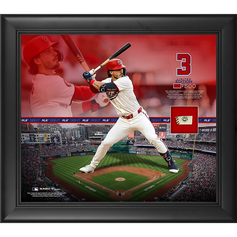 Dylan Crews Washington Nationals Framed 15" x 17" Debut Collage with a Piece of Game-Used Baseball - Limited Edition of 500