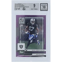 Davante Adams Las Vegas Raiders Autographed 2022 Panini Donruss Purple Season Stat Line #94 #/123 Beckett Fanatics Witnessed Authenticated 9/10 Card