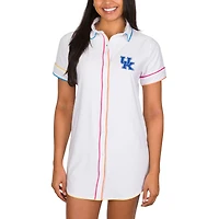 Women's Concepts Sport White Kentucky Wildcats Flutter Knit Button-Up Nightshirt