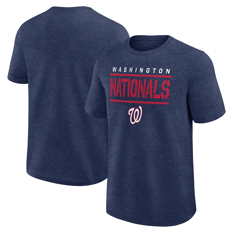 Men's Logo Athletic Heather Navy Washington Nationals Top Notch T-Shirt