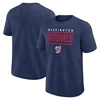 Men's Logo Athletic Heather Navy Washington Nationals Top Notch T-Shirt