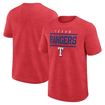 Men's Logo Athletic Heather Red Texas Rangers Top Notch T-Shirt