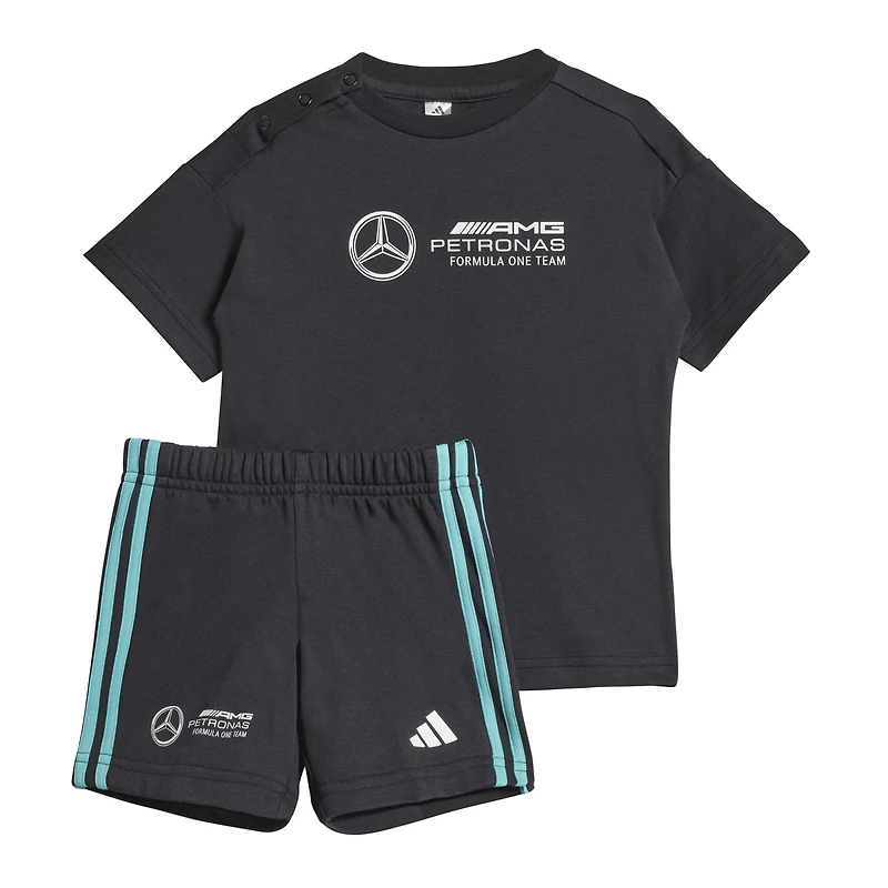 Toddler adidas Black Mercedes-AMG Petronas F1 Team DNA Alphaskin T-Shirt/Shorts Set