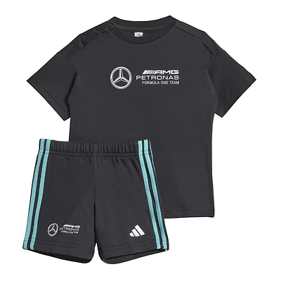 Toddler adidas  Black Mercedes-AMG Petronas F1 Team DNA Alphaskin T-Shirt/Shorts Set