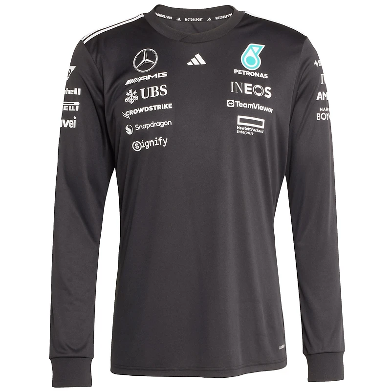 Men's adidas Black Mercedes-AMG Petronas F1 Team Driver Wear Replica Long Sleeve Jersey