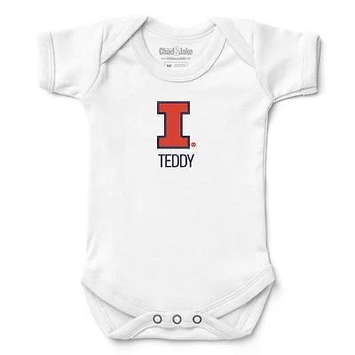 Newborn & Infant Chad & Jake  White Illinois Fighting Illini Personalized Team Logo Bodysuit