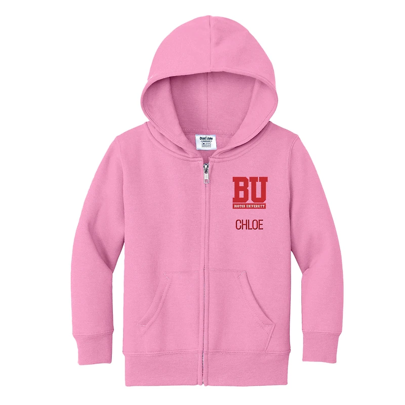 Toddler Chad & Jake Pink Boston University Personalized Full-Zip Hoodie