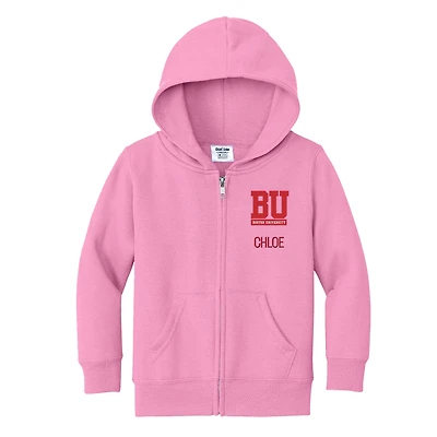 Toddler Chad & Jake  Pink Boston University Personalized Full-Zip Hoodie