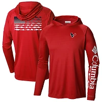 Men's Columbia Red Houston Texans Terminal Tackle Long Sleeve Hoodie T-Shirt