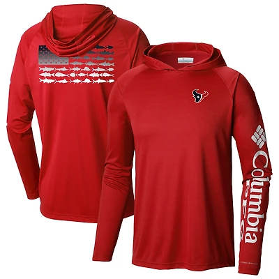 Men's Columbia Red Houston Texans Terminal Tackle Long Sleeve Hoodie T-Shirt