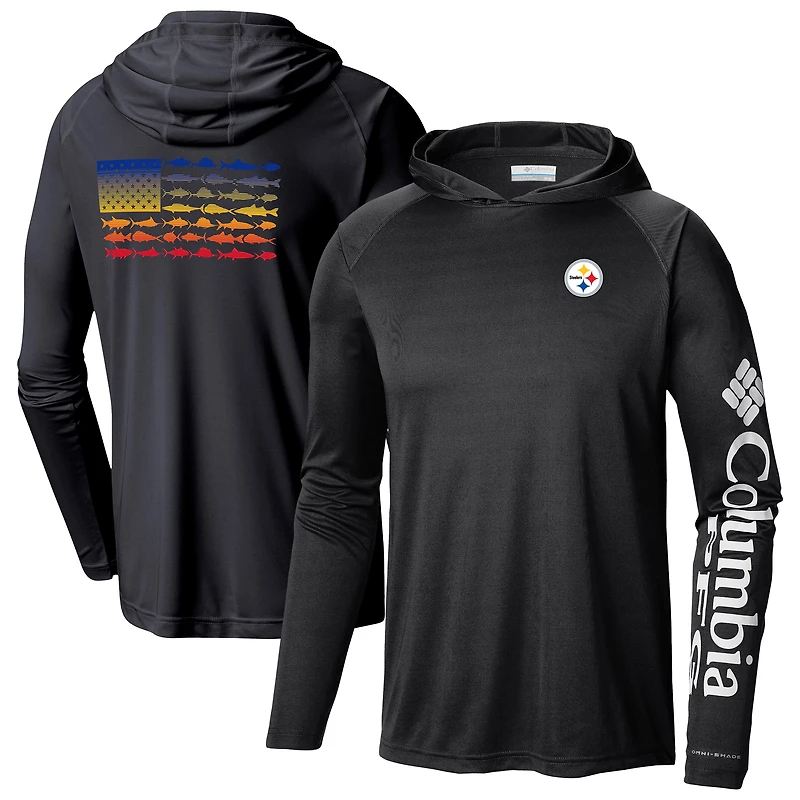 Men's Columbia Black Pittsburgh Steelers Terminal Tackle Long Sleeve Hoodie T-Shirt