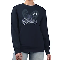 Women's G-III 4Her by Carl Banks Navy Tampa Bay Lightning Animal Print Heart Fleece Pullover Sweatshirt