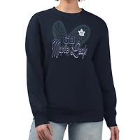 Women's G-III 4Her by Carl Banks Navy Toronto Maple Leafs Animal Print Heart Fleece Pullover Sweatshirt