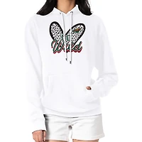 Women's G-III 4Her by Carl Banks White Minnesota Wild Animal Print Heart Fleece Pullover Hoodie