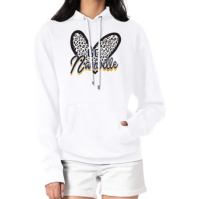 Women's G-III 4Her by Carl Banks White Nashville Predators Animal Print Heart Fleece Pullover Hoodie