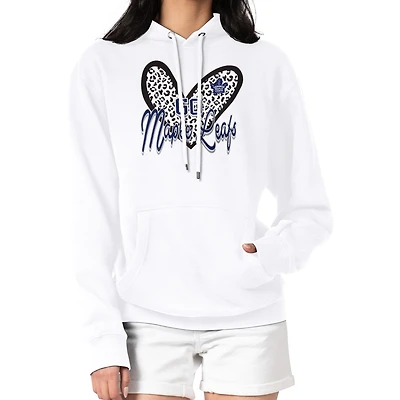 Women's G-III 4Her by Carl Banks White Toronto Maple Leafs Animal Print Heart Fleece Pullover Hoodie