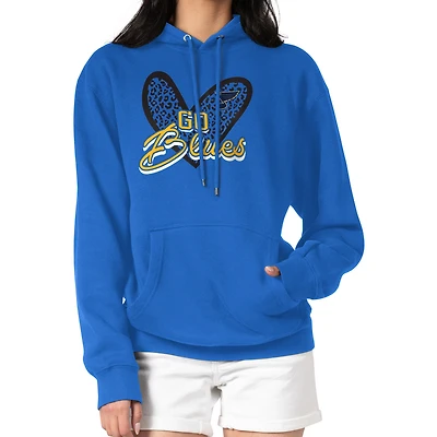 Women's G-III 4Her by Carl Banks Blue St. Louis Blues Animal Print Heart Fleece Pullover Hoodie